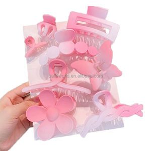 Accesorio para el cabello de verano para mujer Kinling, Clip de garra hueca de flor grande personalizado, diseño de tiburón degradado mate, PC de plástico de nueva versión - Product Image 1