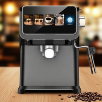 Cafetera Semiautomática de Acero Inoxidable HD Factory, 20 Bares, Pantalla Táctil Digital, Tanque de Agua de 1.5L, 1200W Eléctrica