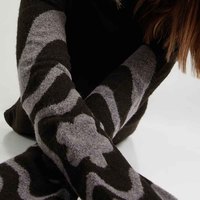 Herbst Winter Blumen druck Mini-Strickkleid Custom Stand Collar mit extra großen langen Ärmeln Wollstoff Simple Fashion Style