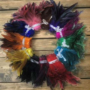 Venta al por mayor atado de moscas de pesca 6-8 pulgadas (15-20cm) plumas de gallo de <span class=keywords><strong>pollo</strong></span> de colores naturales para manualidades Diy - Product Image 1