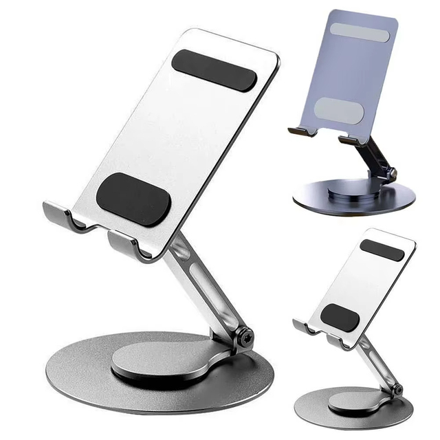 360 Rotating Phone Stand Aluminum Alloy Foldable Desktop Mobile Holder Adjustable Height Swivel Tablet Bracket For Desk Mount