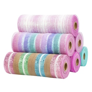 Midi prezzo all'ingrosso di fabbrica vacanza giorno di pasqua nastro decorativo a rete gradiente metallico 10 pollici Deco <span class=keywords><strong>Poly</strong></span> <span class=keywords><strong>Mesh</strong></span> Rolls per ghirlanda - Product Image 3
