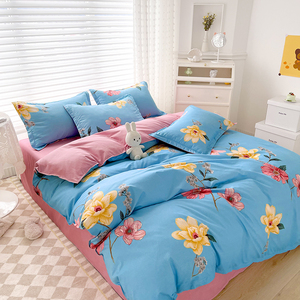 Sang Trọng 4-Mảnh Polyester Sợi Nhỏ Bộ Đồ Giường Đặt Hoa Mô Hình Duvet Bìa Gối Tấm-Cho Nhà Sử Dụng - Product Image 6