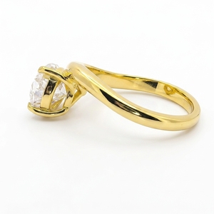 Anillo de compromiso de moissanita Telula con forma elegante, talla 3ct, engaste solitario, oro S925, moissanita tipo diamante - Product Image 3
