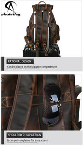 Sac à dos rétro Andong pour homme et femme, en cuir de vachette de première qualité, style vintage, sac à bandoulière en cuir Crazy Horse, sac à dos unisexe pour le sport - Product Image 6