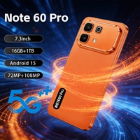 Teléfono Inteligente Note 60 Pro 5G al por Mayor, Pantalla de 7.3 Pulgadas, Android 15, 16GB+1TB, Desbloqueado, Deca Core, LTE, Cámara de 108MP