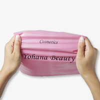 Sac d'emballage sécurisé découpé avec poignée de t-shirt en plastique rose bon marché pour une utilisation dans les supermarchés-Design «Merci»