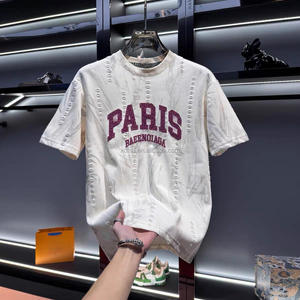 เสื้อยืดผ้าฝ้ายทอลายทแยงสำหรับผู้ชายเสื้อถักโครเชต์กีฬาสำหรับ100% โลโก้ตามสั่ง - Product Image 5