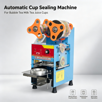 Machine à sceller les gobelets électriques semi-automatique avec fonction de comptage, pour gobelets en plastique de 95 mm et 75 mm, idéale pour les salons de thé.