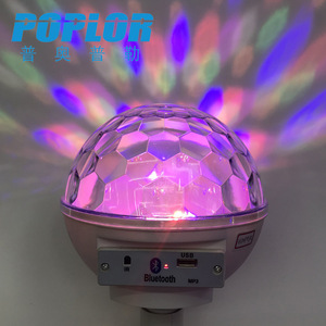 Poplor <b>Led</b> Crystal Magic <b>Ball</b> Light RGB Color E27 Base Music Lamp With Usb Mp3 Player - Product Image 4
