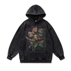 Hoodie Boxy Vintage Personnalisé pour Homme, Coupe Oversize, Ourlet Court Effet Vieilli, Lavage Acide, Broderie Numérique DTG, Tricoté, Disponible XX X - Product Image 4
