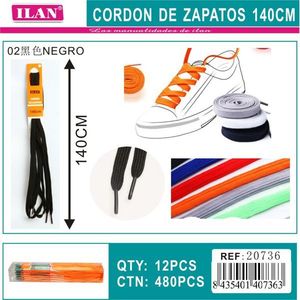 Laccio per scarpe Ilan 140 cm nero piatto per sneakers e scarpe sportive - Product Image 3