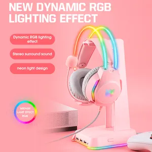 Onikuma X26 Rgb E-Sports Ps5 Gaming Headset Game Led Earphone 3.5Mm Wired Gaming Headphones With Mic Macaron Wired Earphones