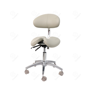 Modern Comfortable Durable <b>Adjustable</b> Portable 5-Wheel Dentist Leather Saddle <b>Stool</b> Chair <b>Height</b> Tilt Adjustment Hospital Clinic - Product Image 1