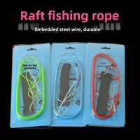 Lanière de sécurité pour canne à pêche en uréthane, 3 m, extensible, anti-perte, avec sangle Velcro et clips métalliques pour bateau, kayak, pêche