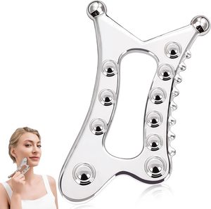 Juego de Herramientas de Metal Gua Sha al por Mayor, 5 en 1, Raspador Muscular para Rostro, Cuello, Cuerpo, Masajeador de Drenaje Linfático - Product Image 1
