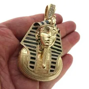 Messi Jewelry Custom made logo engraved lab diamonds 10K gold Pharaoh pendant
