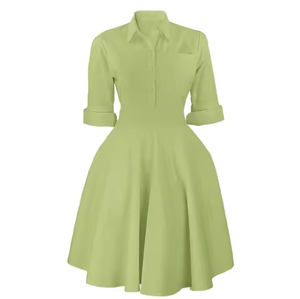 Abito Camicia Vintage da Donna con Bottoni e Cintura, Logo Personalizzato per Infermiere Ospedaliere e <span class=keywords><strong>Suore</strong></span> - Product Image 3