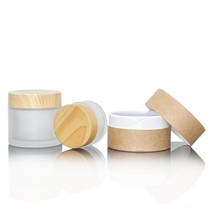 <b>Empty</b> Cosmetic Container 5g 10g 20g 30g 50g 100g Clear Frosted Transparent Glass Cream <b>Jars</b> With Bamboo Pattern Plastic Lid - Product Image 4