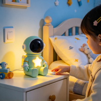 Jam Alarm Lampu Malam Penenang Bayi Bentuk Plastik LED Digital Kontrol Suara Termometer 1500mAh Dapat Diisi Ulang