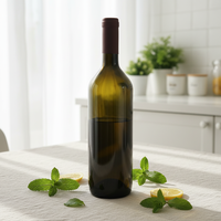 Vente directe d'usine, bouteilles en verre rondes de 500 ml, 700 ml, 750 ml avec bouchon en liège pour brandy, vodka, whisky
