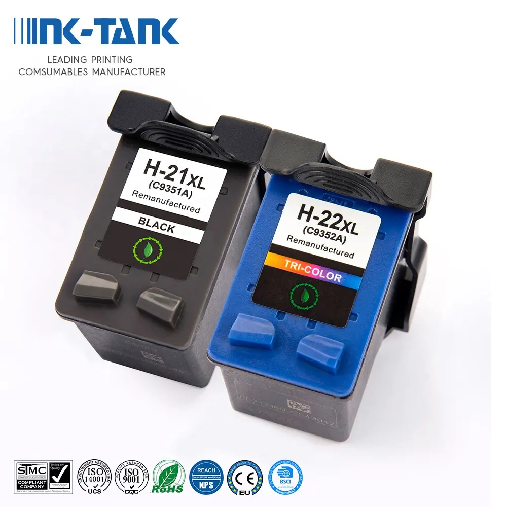 Tinta-tanque 21 21xl 22 22xl cartucho de tinta removível, para hp21, hp22, para impressora hp deskjet d1468 d1520 d1420 d1560