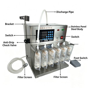 Petite machine de remplissage semi-automatique pour sachets à bec verseur, idéale pour la production de mini-emballages liquides en usine domestique - Product Image 3