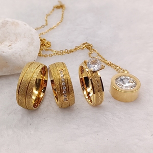 Alleanze del coniuge In Arabia Saudita amore dichiarazione oro placcato anelli da donna ciondolo di fidanzamento anelli di nozze coppie - Product Image 2