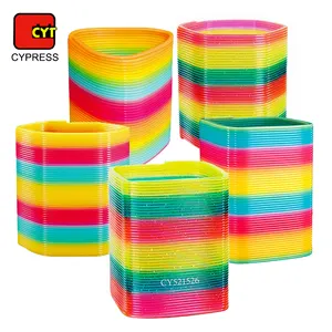 Mini bobina de arcoíris de plástico para niños, juguete de primavera que alivia el estrés, juguetes para niños, gran oferta