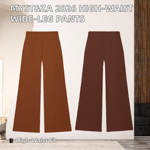 Pantalones de Mujer de Cintura Alta Elástica y Pierna Ancha, Novedad Primavera 2026, Ajuste Holgado, Tejidos, Vintage, Antiarrugas, Casuales - Product Image 2