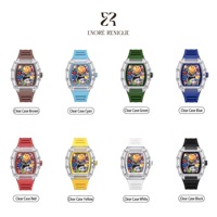 Montre à quartz étanche pour homme avec cadran graffiti Smiley Face, boîtier tonneau, montre tendance pour homme et femme, cadeau de Noël