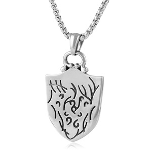 Yunnique – collier avec pendentif bouclier en acier inoxydable, avec couronne et motif Fleur De Lis, bijoux de mode unisexes - Product Image 3