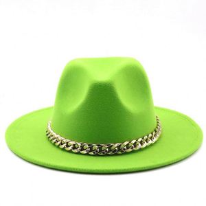 China Wholesaler Polyester Cotton Short Brim Fedora Hat <b>Cheap</b> Men Womens Fedora Hats With Gold <b>Chain</b> - Product Image 4