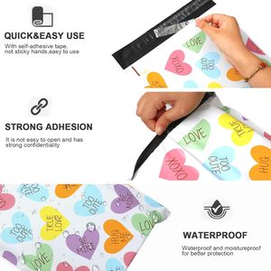<b>Colorful</b> Conversation Heart Mailing Bag Pastel Self-Sealing Plastic Packaging <b>Envelope</b> Bag For Small Business - Product Image 3
