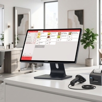 Sistema POS GSAN de 18.5 Pulgadas con Pantalla Táctil, Delgado y Elegante, Caja Registradora Todo en Uno con Estructura Metálica para Barbería