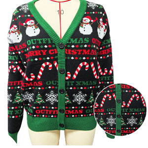 Usine personnalisé <span class=keywords><strong>pull</strong></span> en tricot mode de Noël mignon col en V à manches longues chandails pour femmes de Noël en gros - Product Image 2