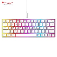 T-WOLF T30 TKL Keyboard Mekanik Nirkabel 63 Tombol RGB Keyboard Gaming Tri-mode Hotswappable Keyboard Mini Portabel Blue Axis
