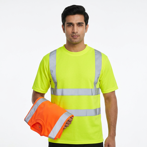 T-shirt de travail de sécurité haute visibilité personnalisé de haute qualité à manches courtes réfléchissant - Product Image 1