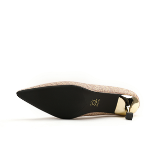 أزياء أشار تو ، كعب رفيع ، مأدبة الكلاسيكية الكتان الذهب الدقيق أحذية النسيج أحذية النساء الكعب - Product Image 6