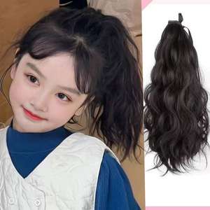 Miss Perruque synthétique à clipser, queue de cheval courte bouclée, en fibre haute température, décontractée, tendance, mignonne, extension de cheveux à nouer - Product Image 4