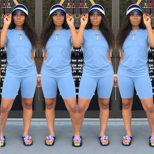 Летние комплекты для женщин: футболка и шорты, летний комплект из двух предметов, женские шорты-байкерки, комплекты шорт на заказ для женщин - Product Image 5