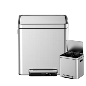 Dual-ngăn 15L + 15L nhà bếp lưu trữ bin im lặng đóng nắp với bàn đạp thép không gỉ Thùng rác có thể - Product Image 1