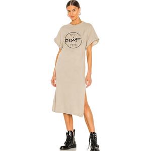 Jl0601a थोक उच्च गुणवत्ता वाले नरम कपास टी शर्ट पोशाक महिलाओं के लिए सफेद शर्ट पोशाक महिलाओं के लिए सादे लंबे टी शर्ट - Product Image 1