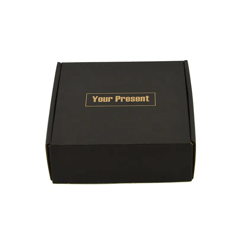 En Stock Écologique Noir Ondulé Pliable Boîte Tuck End Box Vêtements Cosmétique Chaussures Expédition Mailer Box