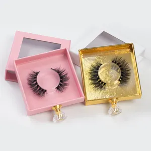 100% siberian 3d mink fur eyelashes 25mm fluffy lashes with eyelash packaging box custom