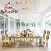 Salle de banquet de luxe en acier inoxydable doré Table de mariage pour événements