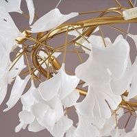 Lustre de luxe en forme de feuille de Ginkgo, grande taille, vente en gros d'usine, éclairage de luxe pour hall d'entrée, escaliers, atriums et villas