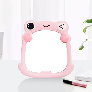 Frog Shaped Makeup Mirror Pink Beige Green Folding Desktop Cosmetic Mirror For Makeup Touch Up Student Dormitory Use - Product Image 3