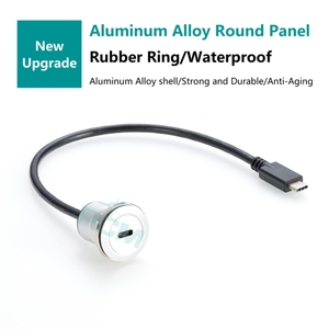 Nhôm 10gbps USB3.1 Loại C Nam đến Nữ Bảng điều khiển tròn gắn kết cáp cho tủ công nghiệp khung gầm gắn kết, USB-C Gen1 100W AUX - Product Image 2