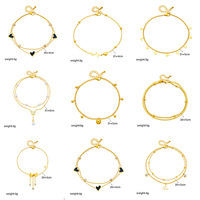 Chevillère d'été Papillon de Plage Étanche en Acier Inoxydable Plaqué Or avec Breloques Cœur et Perle Incrustée de Zircon